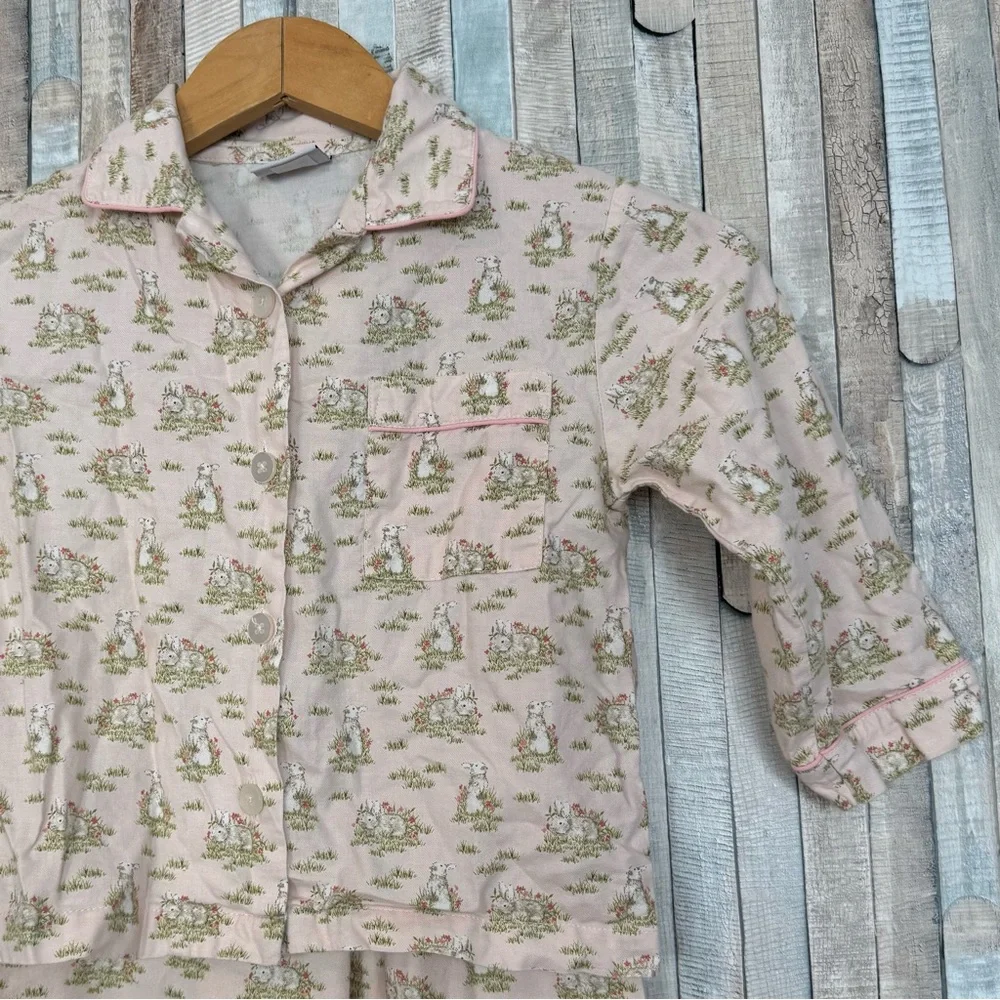 Trotters London 4 5 Pastel Pink Beatrice Bunny Cotton Pajama Sleep‎ Set Easter